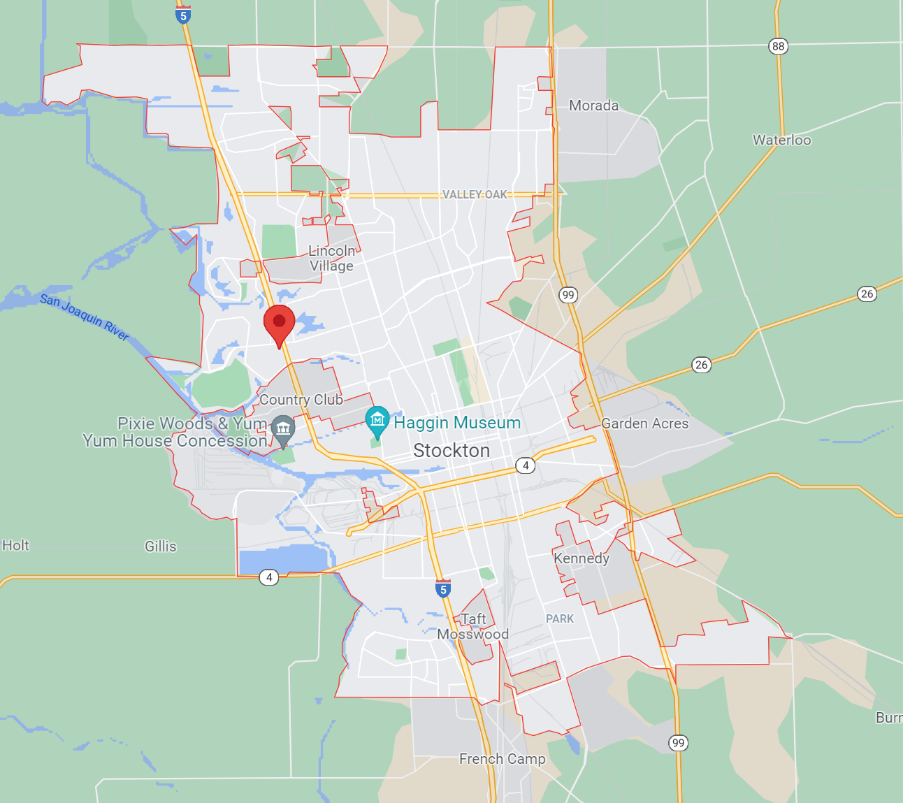 Map of Stockton, CA